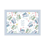 Postkarte "Gott segne dich" blau-grünes Blättermotiv