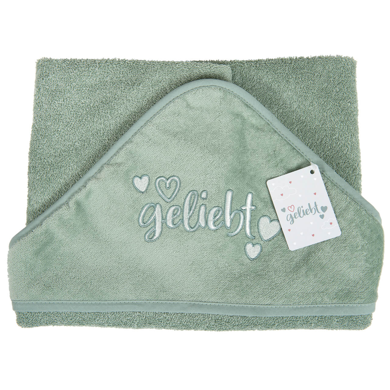 Baby-Badetuch "geliebt" salbei