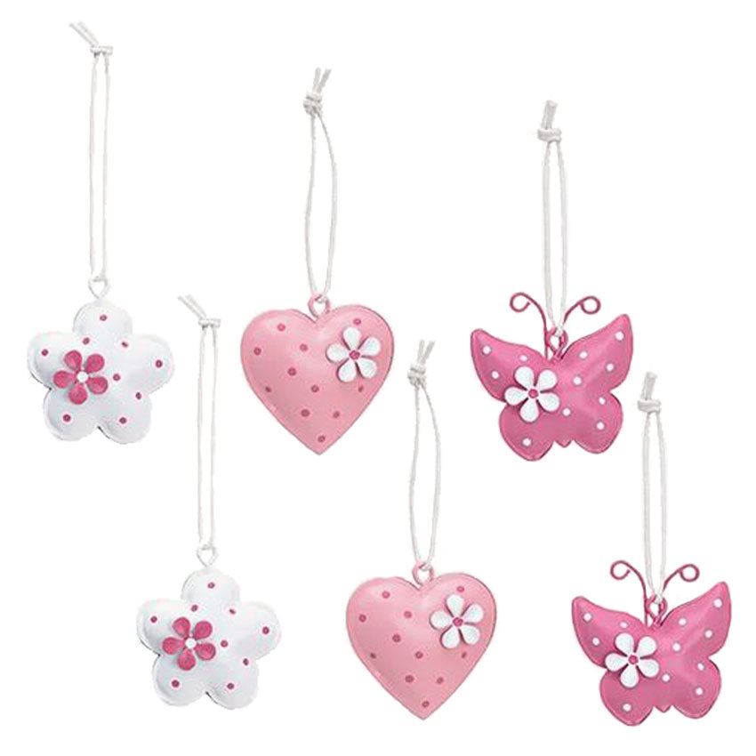 4er Set Metallanhänger Wiesenblume – Florale Deko-Anhänger Aus Metall Mit Juteband, Weiß Mit Bunten Blumen – Perfekt Für Frühlingsdeko, Osterstrauch & Landhausstil