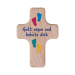 Handschmeichler Holzkreuz "Gott segne und behüte dich" 6cm bunte Füße