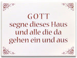 Keramikfliese Wanddeko "Gott segne dieses Haus" ohne Rahmen