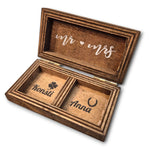 Personalisierte Ringschatulle aus Holz zur Hochzeit mit Namensgravur und Datum