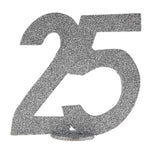 Tischaufsteller,Zahl 25,25. Jubiläum,25. Geburtstag,20 Jahre,silber glänzend,schimmernd,Silberne Hochzeit%0d%0a
