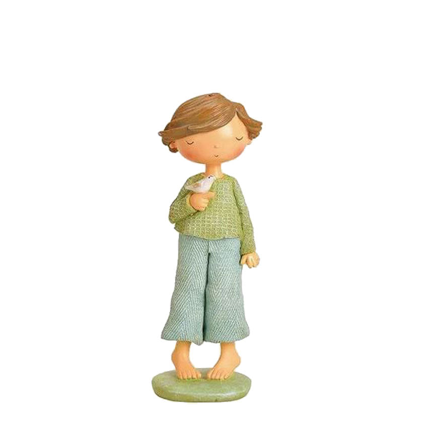 Deko Figur Junge mit Vögelchen, Deko Junge, Dekofigur, Kinderzimmer Deko