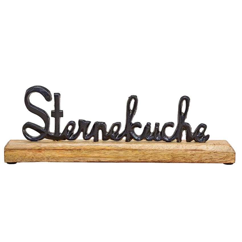Schriftzug Sterneküche schwarz 30cm auf Holzsockel