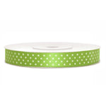 Satinband 12 mm x 25 m apfelgrün/weiß mit Punkten