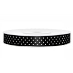 Satinband 12 mm x 25 m schwarz/weiß mit Punkten