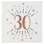 Servietten "Zahl 30" Sparkling mit Sternen roségold