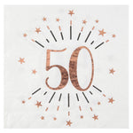 Servietten "Zahl 50" Sparkling mit Sternen roségold