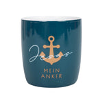 Tasse "Jesus Mein Anker" dunkelblau mit kupferfarbenen Metallic-Details