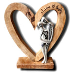 personalisiertes Liebespaar im Holzherz 24x27x5 cm Geschenke zum Hochzeitstag