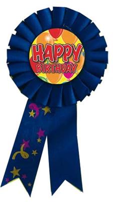 Rosette Happy Birthday blau