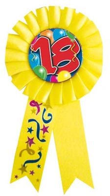 Rosette ZAHL 18 gelb