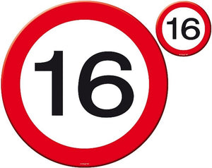 Untersetzer,Tisch,Becher,Zahl,Verkehrszeichen,Zahl 16,16. Geburtstag,Dekoration,verkehr,schild