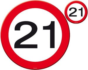 Tisch- und Becheruntersetzer Zahl 21 Verkehrsschild