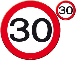 Tisch- und Becheruntersetzer Zahl 30 Verkehrsschild