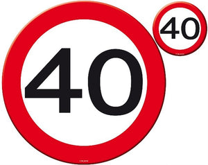 Tisch- und Becheruntersetzer Zahl 40 Verkehrsschild