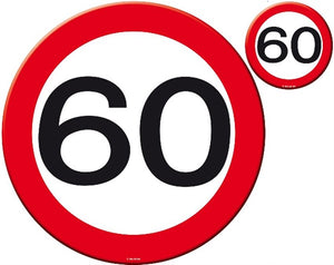 Tisch- und Becheruntersetzer Zahl 60 Verkehrsschild
