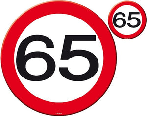 Tisch- und Becheruntersetzer Zahl 65 Verkehrsschild