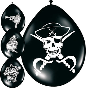 Piraten Luftballons 8er schwarz/weiss