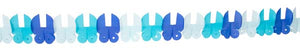Papier Girlande Wiege Junge blau 6 Meter
