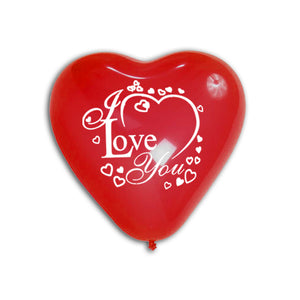 100 bedruckte Herz-Luftallons rot "I love you"