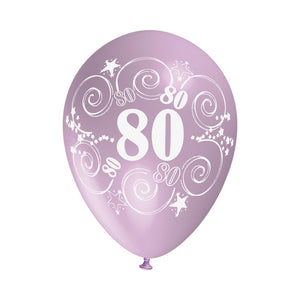 100 bedruckte Luftallons bunt Zahl 80