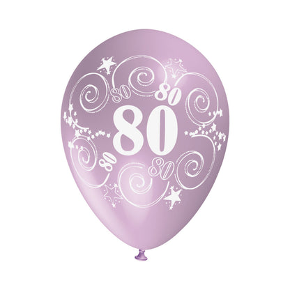 100 bedruckte Luftallons bunt Zahl 80
