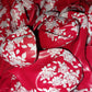 150 bedruckte Luftallons rot mit weißen Rosen