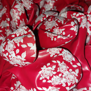 150 bedruckte Luftallons rot mit weißen Rosen