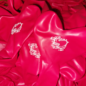 100 bedruckte Herz-Luftallons rot "I love you"