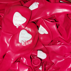 100 bedruckte Luftallons rot "Just Married"