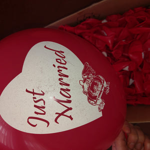 100 bedruckte Luftallons rot "Just Married"