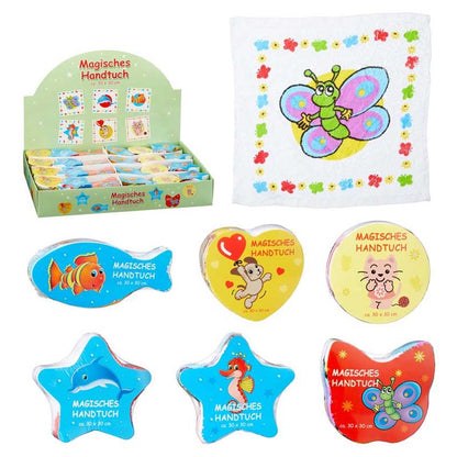 Magisches Handtuch mit buntem Druck 30x30cm aus Baumwolle | Tier-Motive