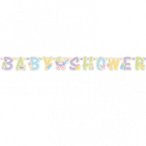 Baby Shower bunte Textkette pastellfarben