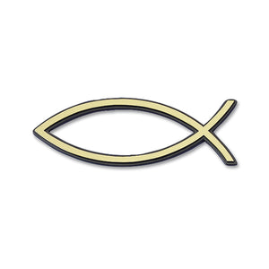 Hochreliefschild Fischkontur 13cm goldfarben