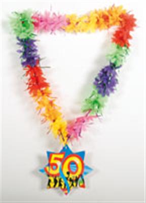 Hawaii Kette Zahl 50 bunt