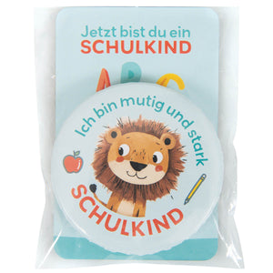 Button Löwe Schulkind "Ich bin mutig und stark"