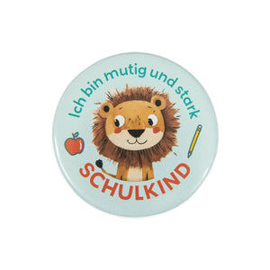 Button Löwe Schulkind "Ich bin mutig und stark"