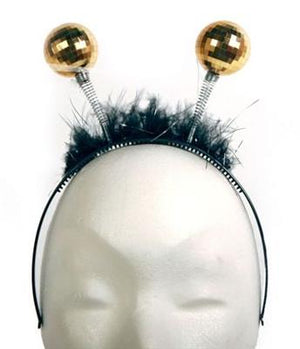 Tiara Discokugeln goldfarben, Haarreif Einheitsgröße