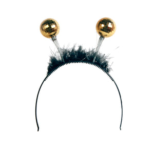 Tiara Discokugeln goldfarben, Haarreif Einheitsgröße