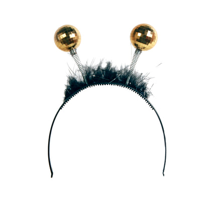 Tiara Discokugeln goldfarben, Haarreif Einheitsgröße