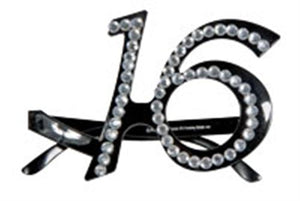 Brille Zahl 16 mit Diamantframe schwarz