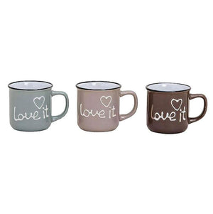 Tasse im Emaille Design "love it" Keramik 300ml