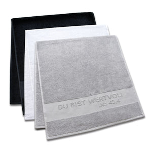 Du bist wertvoll Handtuch 50x100cm aus 100% Baumwolle mit Text Bordüre