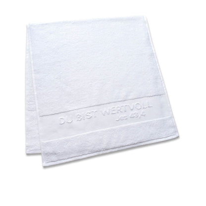 Du bist wertvoll Handtuch 50x100cm aus 100% Baumwolle mit Text Bordüre