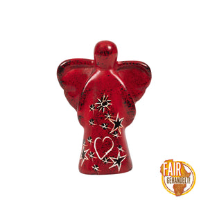 Figur Schutzengel mit Herz | 6cm rot | handbemalt und fair gehandelt