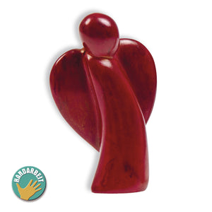Schutzengel Figur aus handgeschnitztem Speckstein – 6,5 cm – Rot