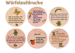 Gebetswürfel Mutmachgebete für Kindergebete 5cm aus Buchenholz