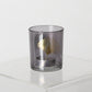 Windlicht Rauchglas mit goldenem Ginko Blatt 8cm schwarz gold